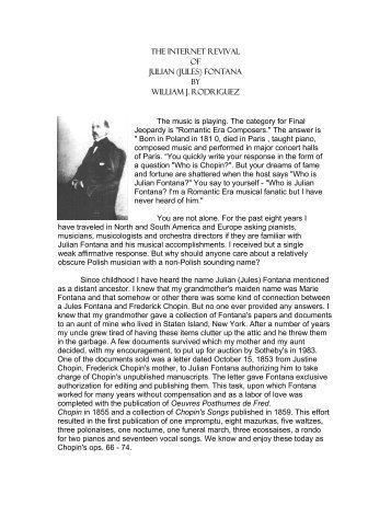 The Internet Revival of Julian (Jules) Fontana - Chopin Foundation ...