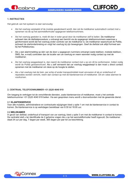 Handleiding - CLIFFORD Electronics Benelux