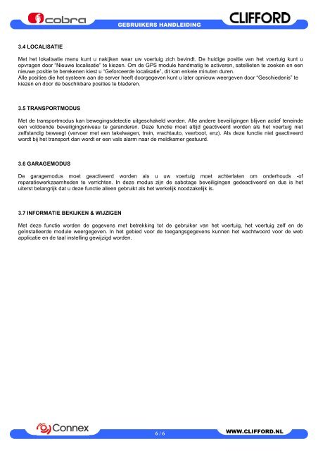 Handleiding - CLIFFORD Electronics Benelux