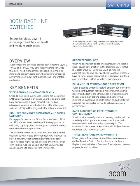 3Com Baseline Switches Family