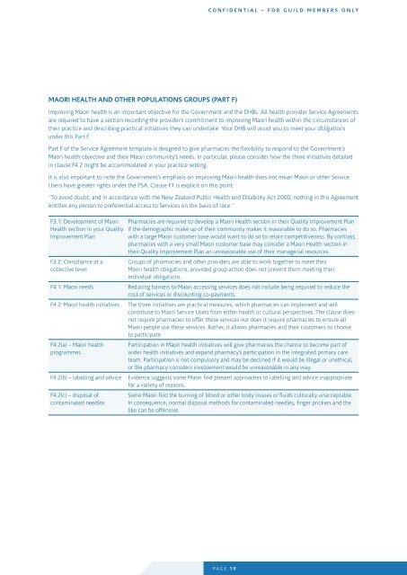 Pharmacy Services Agreement 2010 Guide for Guild members