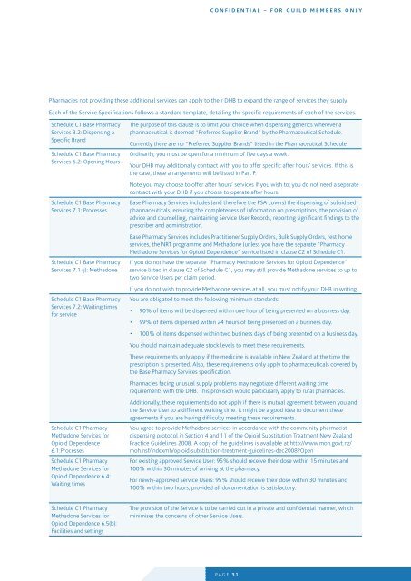 Pharmacy Services Agreement 2010 Guide for Guild members