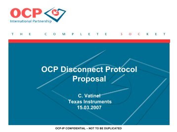 OCP Disconnect Protocol Discussion - OCP-IP