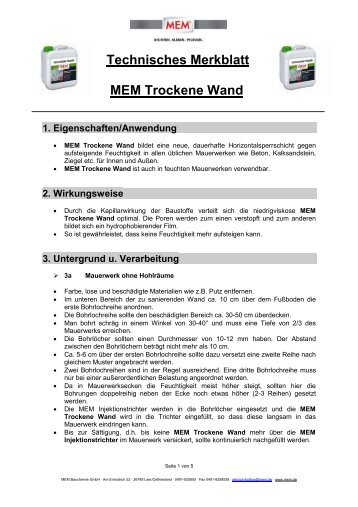 TM Trockene Wand - MEM Bauchemie GmbH