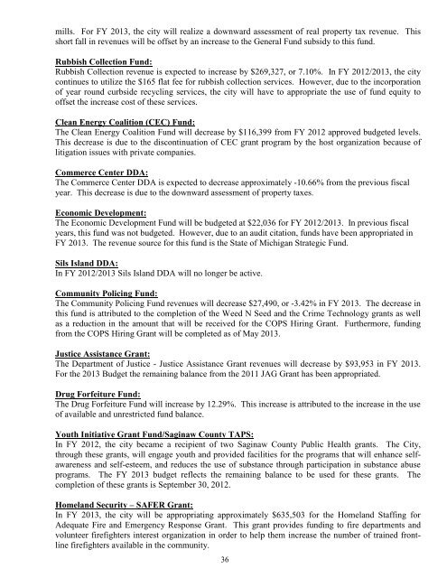 2012-2013 Budget - City of Saginaw MI