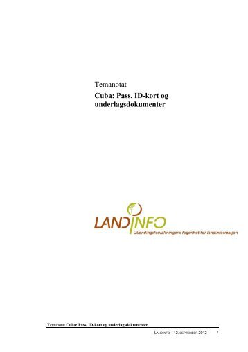 Temanotat Cuba: Pass, ID-kort og underlagsdokumenter - LandInfo
