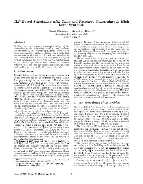 ILP-Based Scheduling with Time and Resource Constraints in High ...