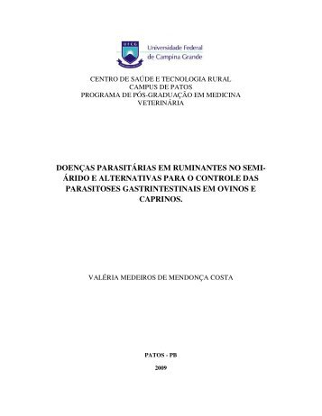 doenÃ§as parasitÃ¡rias em ruminantes no semi - Cstr.ufcg.edu.br
