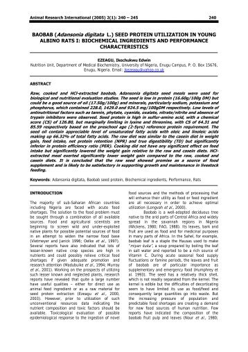 NUTRITIVE VALUE OF BAOBAB (Adansonia digitata L - Zoo-unn.org