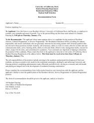 Letter of Recommendation Form - UC Davis Student Housing