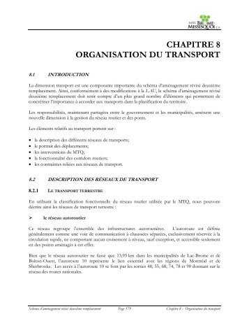 chapitre 8 organisation du transport - MRC BROME-MISSISQUOI