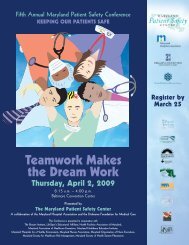 Teamwork Makes the Dream Work - Maryland Patient Safety Center