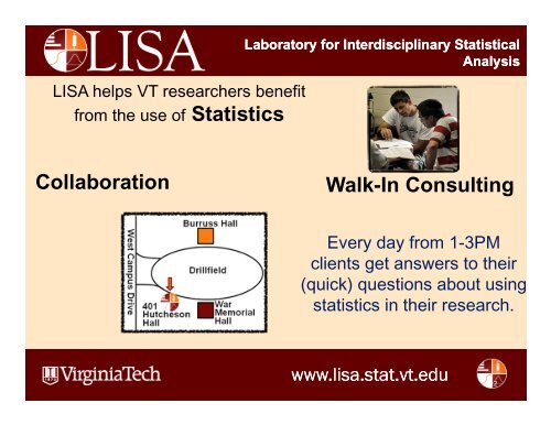 Laboratory for Interdisciplinary Statistical Analysis - LISA - Virginia ...