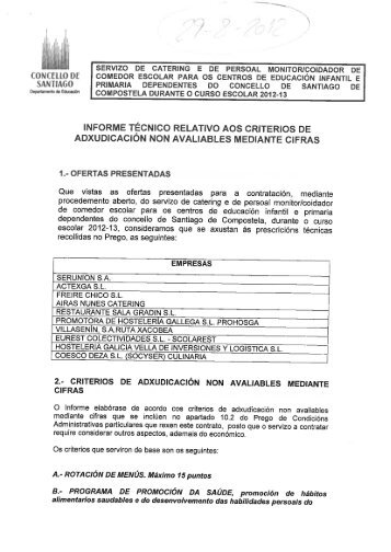 informe valorativo servizo comedores escolares - Concello de ...