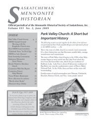 Saskatchewan Mennonite Historian - the Mennonite Historical ...
