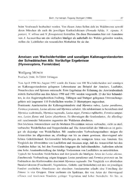 BeitrÃ¤ge der Hymenopterologen-Tagung in Stuttgart (4 ... - DGaaE