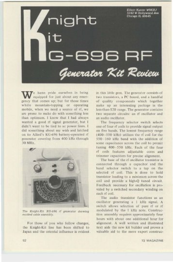 Knight-Kit KG-696 RF Generator Kit Review - Nostalgic Kits Central
