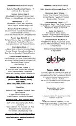 Globe Cafe Breakfast - Lunch Menu - MainMenus.com