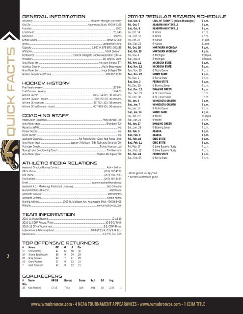 Bio/Record Book - Western Michigan University Athletics Department