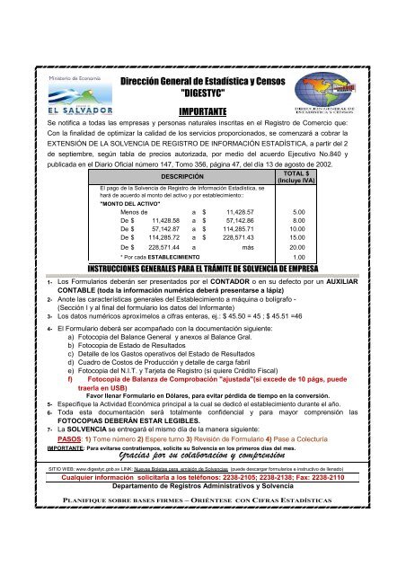 formulario solvencia dige - Ministerio de EconomÃ­a
