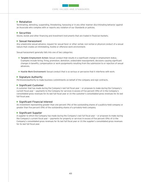 Cognizant's Core Values and Standards of Business Conduct
