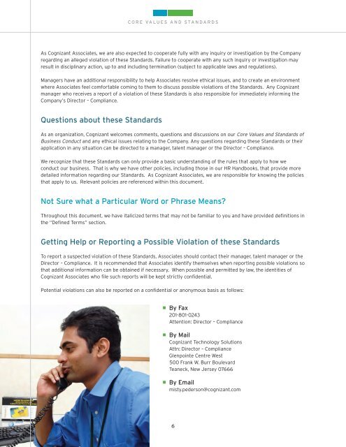 Cognizant's Core Values and Standards of Business Conduct