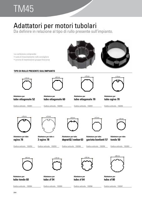 Adattatori per motori tubolari - Faac