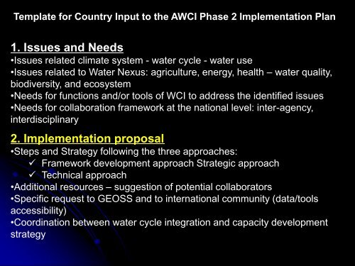 Working Group 1 GEOSS Asian Water Cycle Initiative (AWCI)