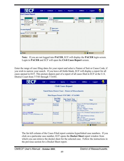 CM/ECF User's Manual - District of Massachusetts