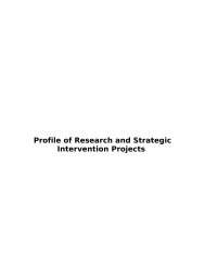 Profile of Research and Strategic Intervention Projects