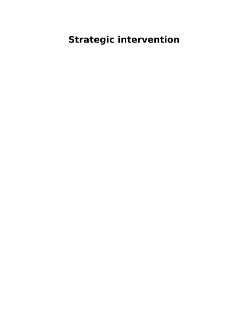 Profile of Research and Strategic Intervention Projects