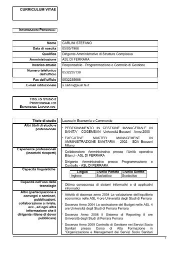 CV CARLINI STEFANO.pdf - Azienda USL di Ferrara