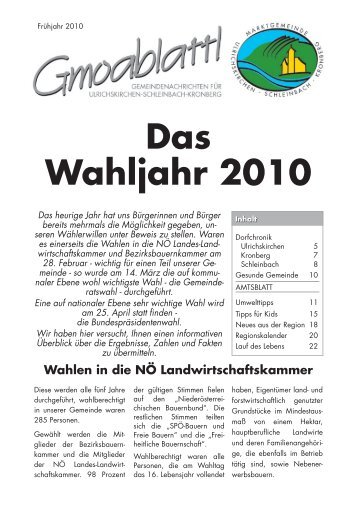 Das Wahljahr 2010 - Ulrichskirchen-Schleinbach