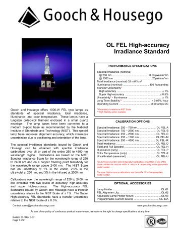 OL FEL High-accuracy Irradiance Standard - Gooch and Housego