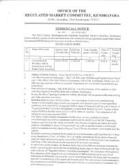 Regulated Market Committee , Kendrapara : Tender Call Notice