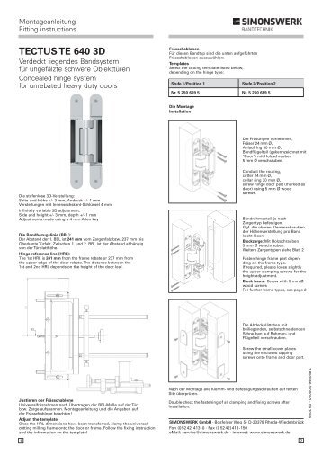 TECTUS TE 640 3D - TECTUS Concealed Hinges from Simonswerk