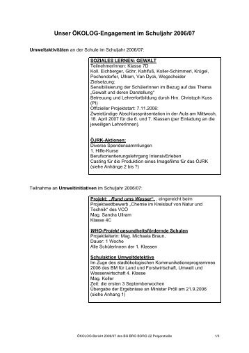 Unser ÖKOLOG-Engagement im Schuljahr 2002/03