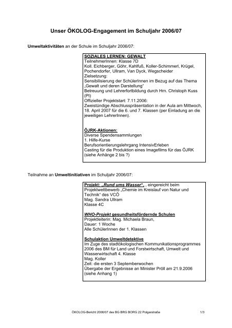 Unser ÖKOLOG-Engagement im Schuljahr 2002/03