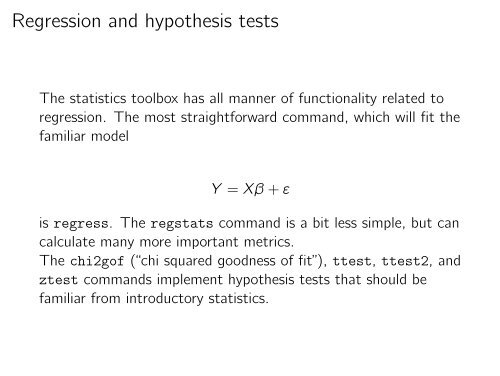 Statistical analysis with MATLAB