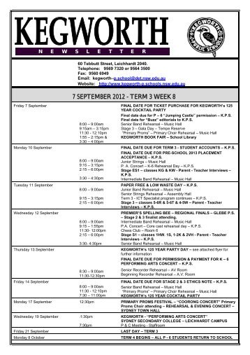 7 SEPTEMBER 2012 - TERM 3 WEEK 8 - Kegworth Public School