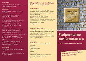 Stolpersteine für Gelnhausen - Ein Stein – ein Name