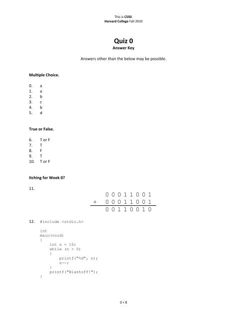 Answer - Index of - This is CS50.