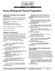 Essay Writing and Thesis Preparation - Carleton University Library