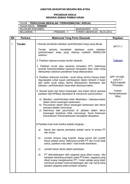 Tender - Jabatan Akauntan Negara Malaysia