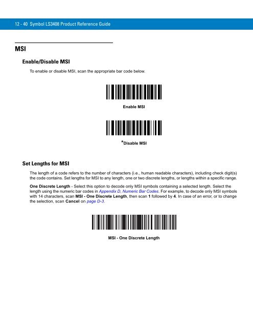 Symbol LS3408 Product Reference Guide - Miles Data Technologies