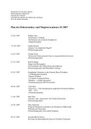 Plan des Doktoranden- und Magisterseminars SS 2007