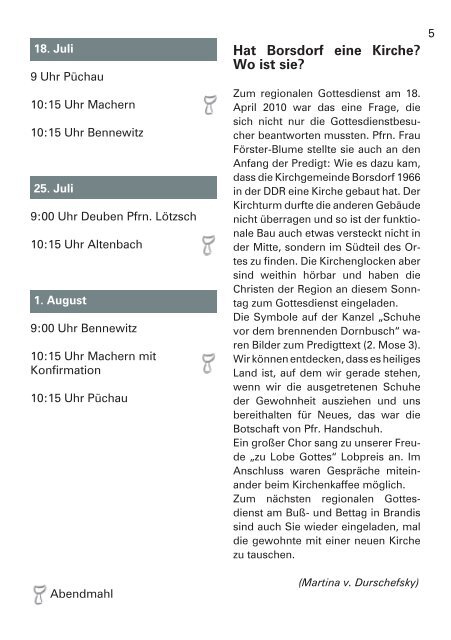 KIRCHEN NACHRICHTEN - Gemeinde Machern