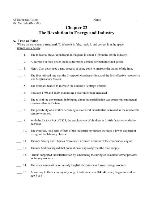 Chapter 22 The Revolution in Energy and Industry - Main