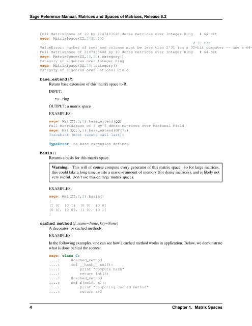 Sage Reference Manual: Matrices and Spaces of Matrices