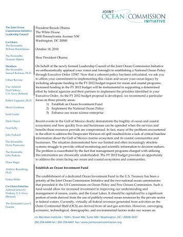 Joint Initiative Leadership Council letter to The President requesting ...